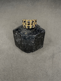 Floral Design Blue Sapphire Double Band Gold Ring