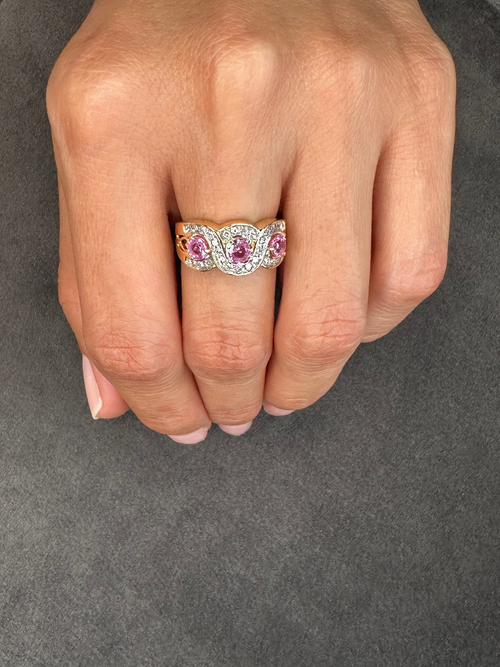 Pink Sapphire and Dimond Cocktail Ring